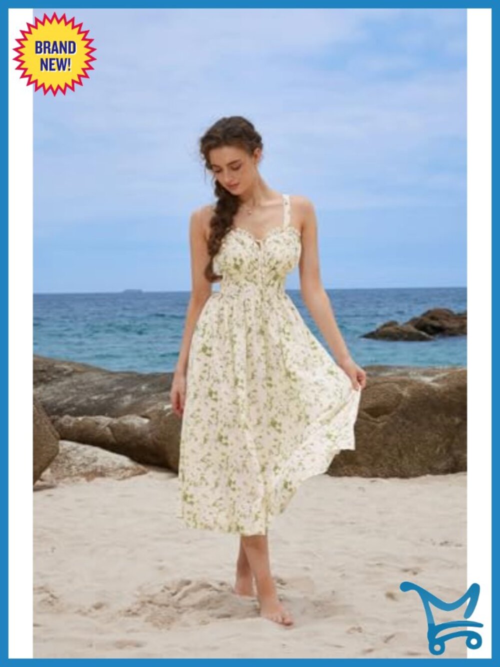 Floral Corset Dress with Pockets Adjustable Straps - Picture 2 of 6